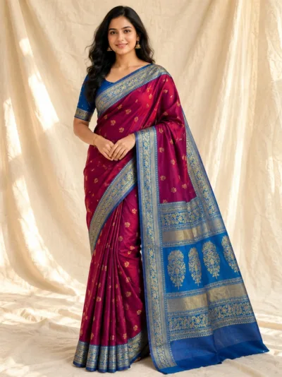 dual purple silk saree